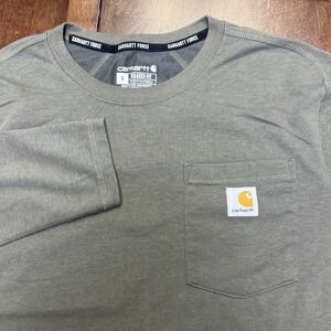 Carhartt Force‎ Relaxed Fit Long-Sleeve Pocket T-Shirt Mens Small Olive Casual